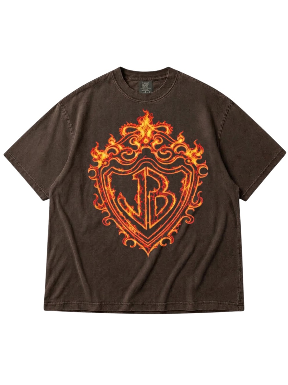 Comfort Colors Espresso Short Sleeve Tee with Orange Flame Shield Graphic